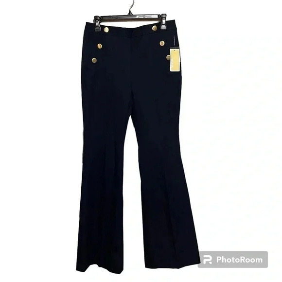 Michael Michael Kors New Navy NWT Nautical Buttons Dress Pants Wide Leg Flare 6 - Picture 1 of 10